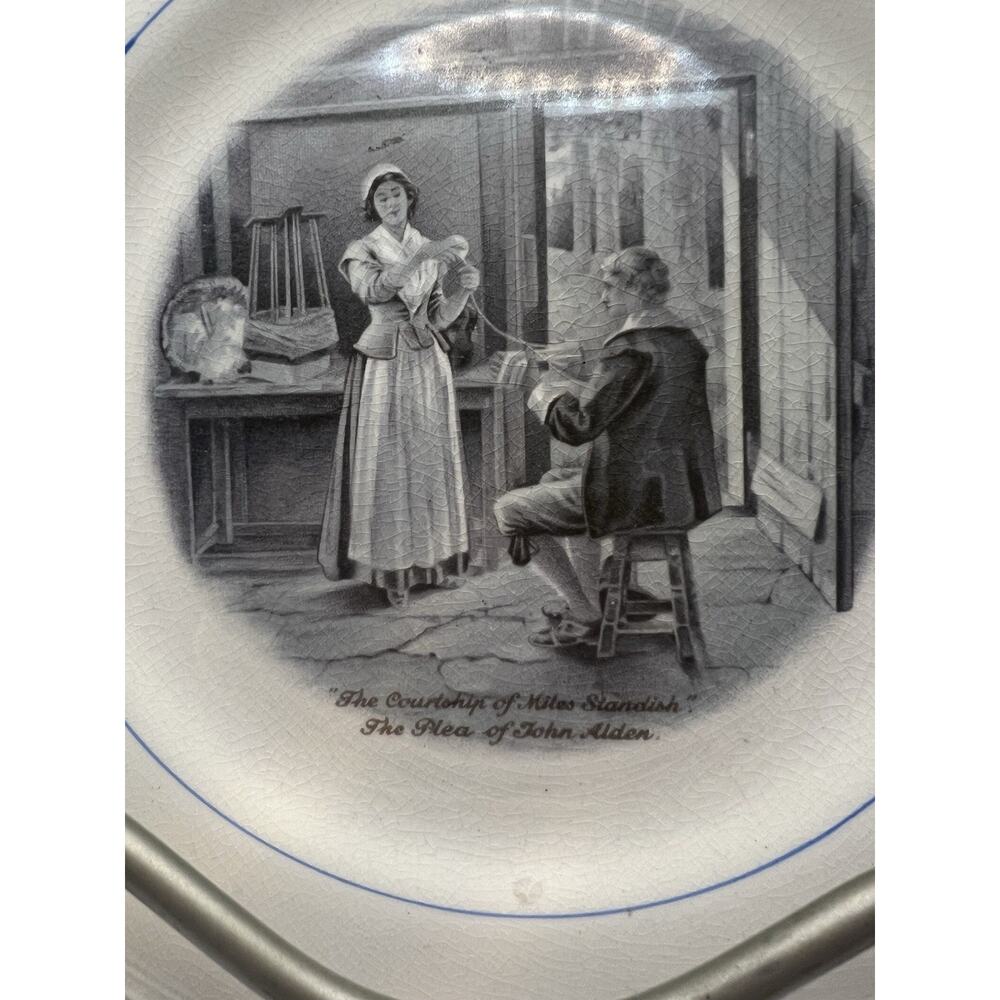 Antique Sterling China Courtship of Miles Standish Plate rare 1915 - Picture 5 of 7